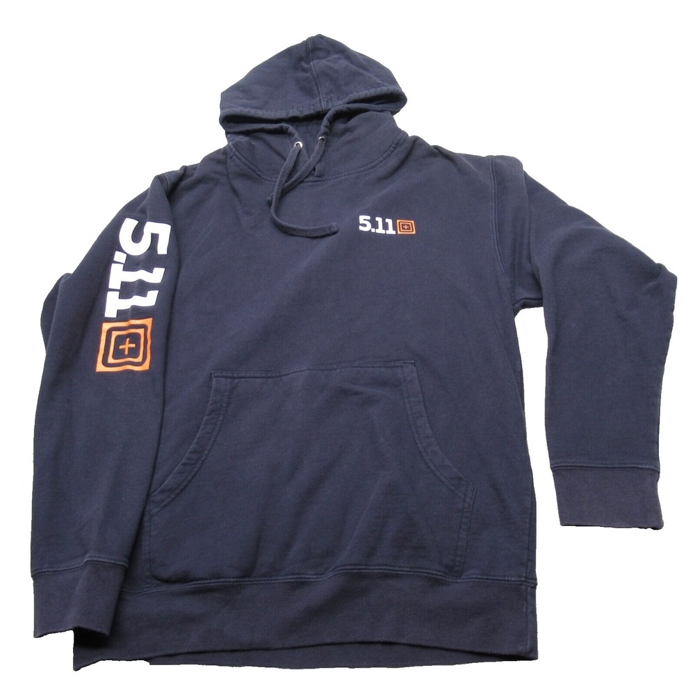 5.11 Tactical Hoodie Mens Medium Blue Graphic Sleeve Fleece Sweatshirt Be‎ Ready